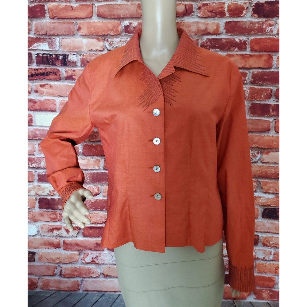 Josef Tresek Orange Cotton Blazer Large - Picture 2 of 8